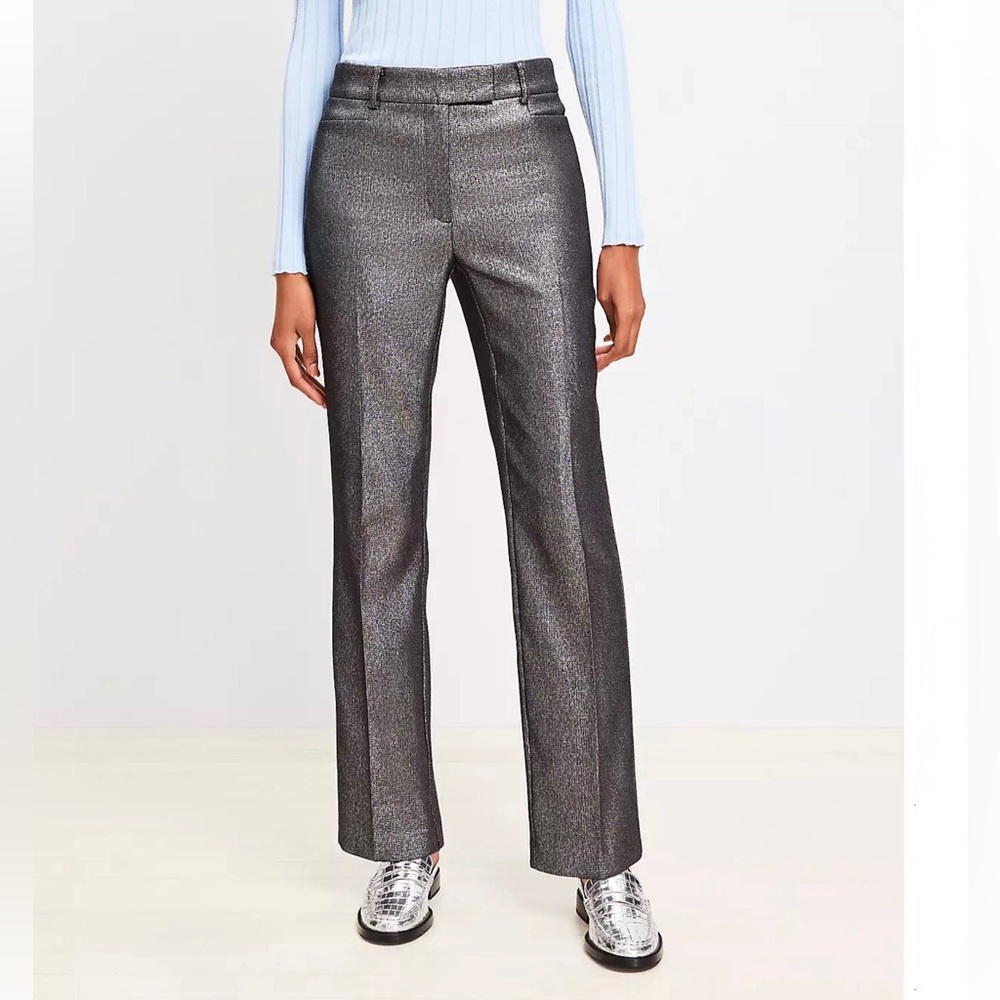 Loft Straight Metallic Shimmer Trousers